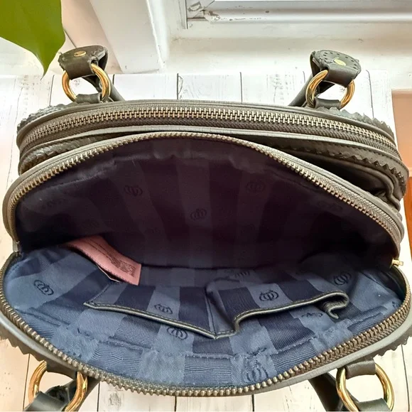 Juicy Couture | Modern Queen Baroque Leather Satchel, Dark Gray - Picture 7 of 17